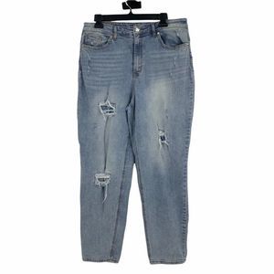 NoBo Womens 9968 distress stretch mom jeans size 17 Jr Light Wash Spandex